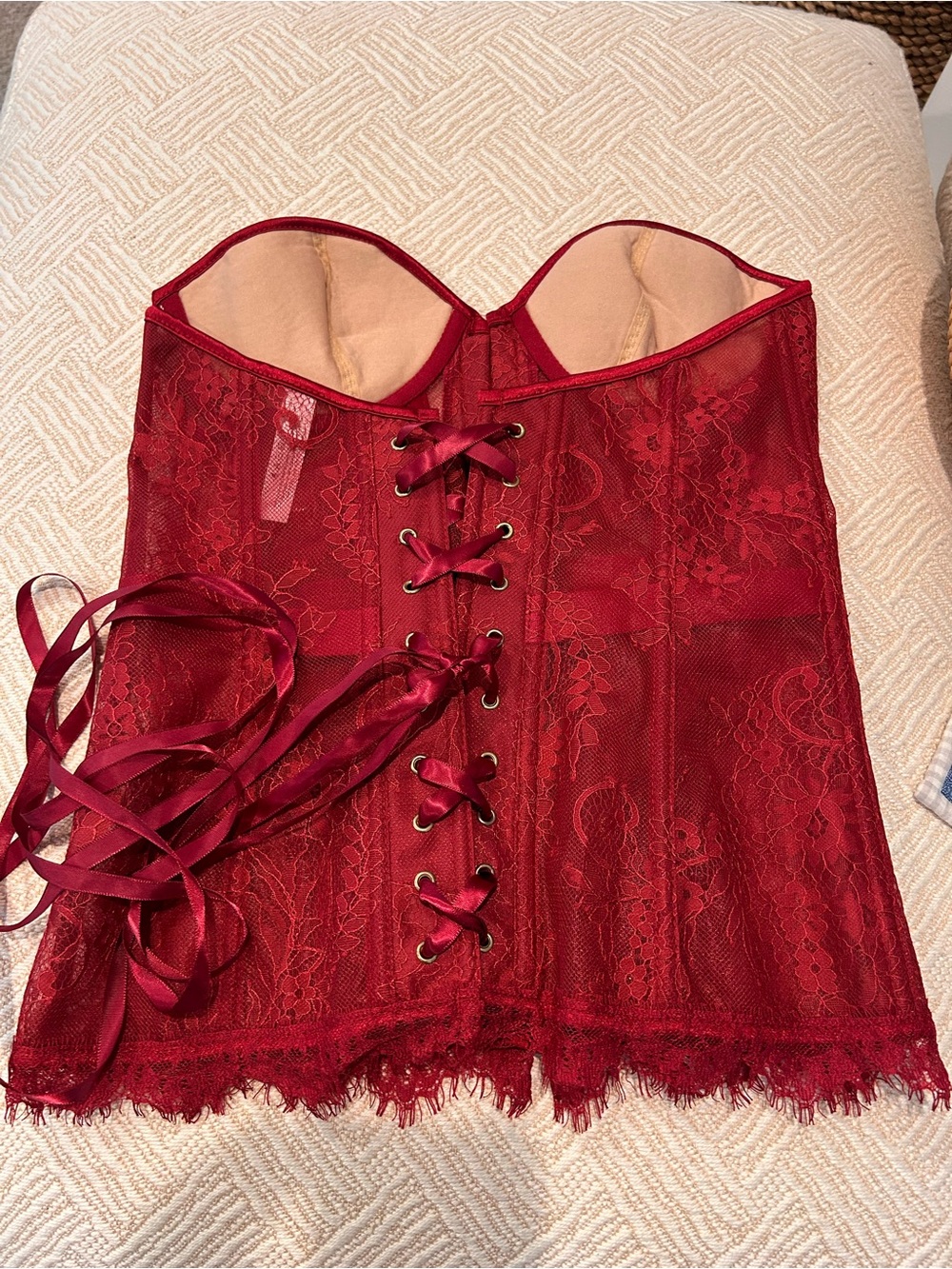 NWT Adore Me Corset Lace Up Hook and Eye Lingerie Top. Padded top. Floral lace L - Picture 3 of 8
